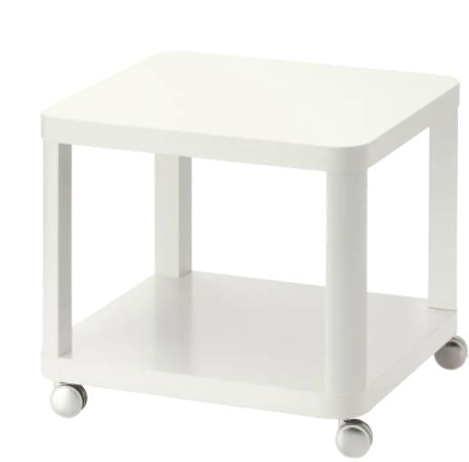 TINGBY Side table on castors, white, 50x50 cm