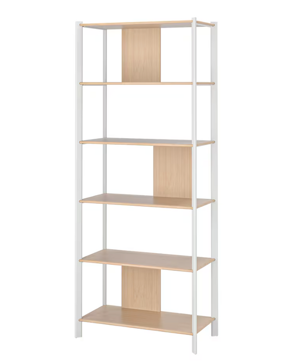 JÄTTESTA Shelving unit, white/light bamboo, 80x195 cm