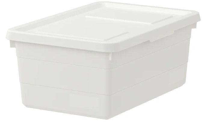 SOCKERBIT Box with lid, white, 38x25x15 cm