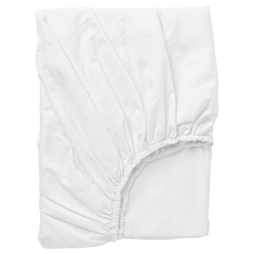 DVALA fitted sheet, white, 120x200 cm
