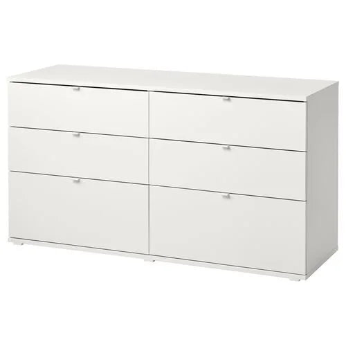 VIHALS chest of 6 drawers , white, 140x47x75 cm