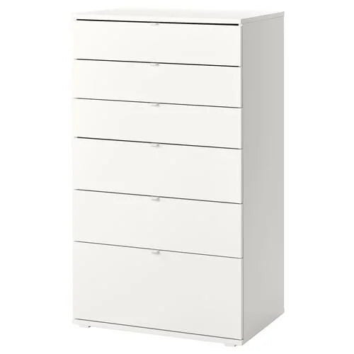 VIHALS chest of 6 drawers , white, 70x47x120 cm
