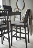 EKEDALEN Bar stool with backrest, dark brown/Orrsta light grey, 75 cm
