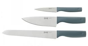 TIGERBARB 3-piece knife set, grey-turquoise