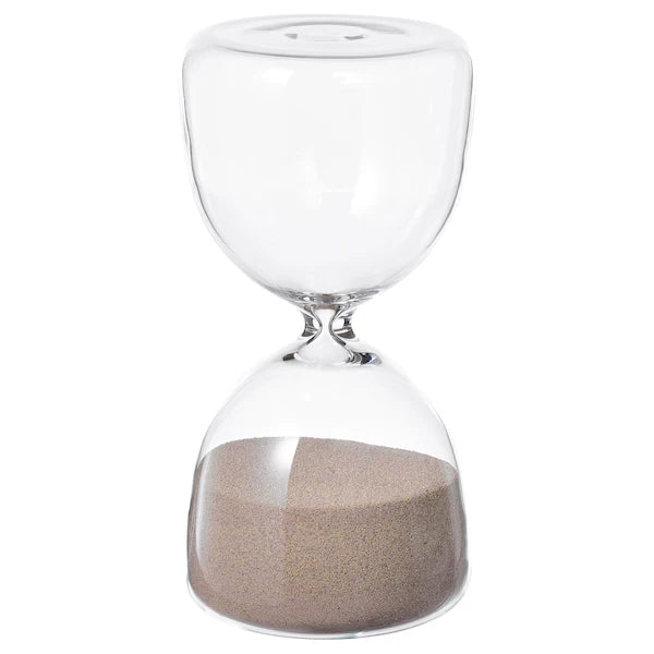 EFTERTANKA Decorative hourglass, clear glass/sand, 15 cm ⌛