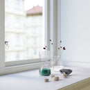 EFTERTANKA Decorative hourglass, clear glass/green, 15 cm