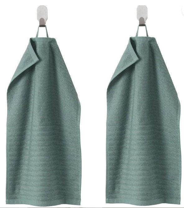 VÅGSJÖN Guest towel, grey-turquoise, 30x50 cm