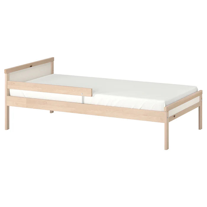 SNIGLAR Bed frame and guard rail, beech, 70x160 cm