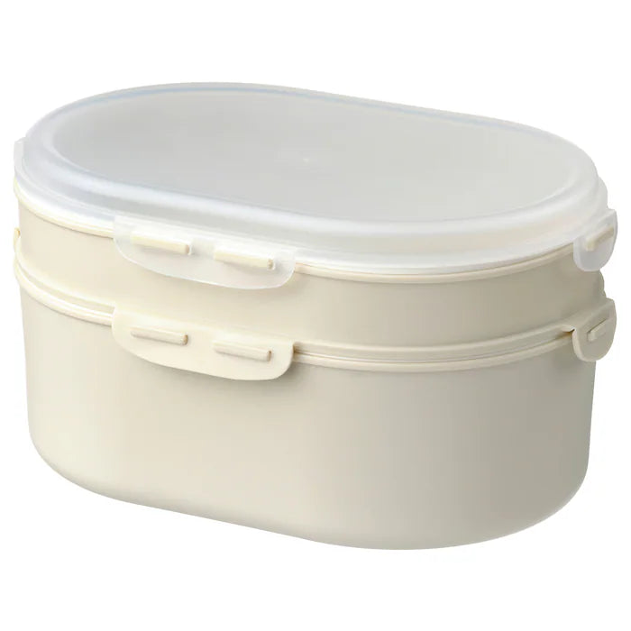 UTBJUDA Stackable lunch box for dry food, light grey-beige