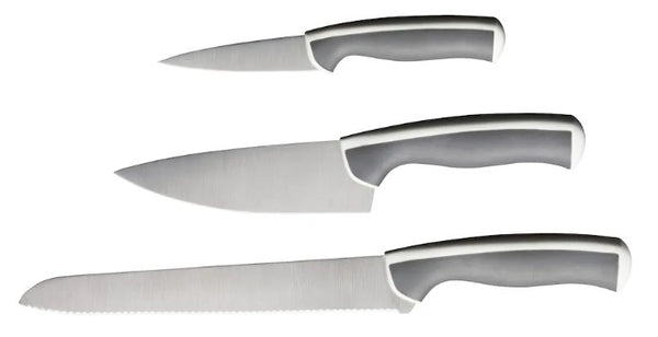ANDLIG 3-piece knife set, light grey/white