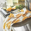 TORVFLY Tea towel, patterned/orange, 45x60 cm
