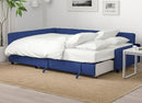 FRIHETEN IKEA L shaped sofa bed blue with storage.