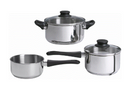 ANNONS 5-piece cookware set, glass/stainless steel