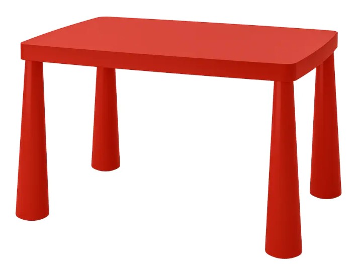 MAMMUT Children's table, indoor/outdoor red, 77x55 cm