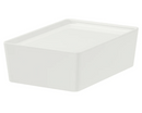 KUGGIS Box with lid, white, 18x26x8 cm