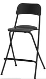 FRANKLIN Bar stool with backrest, foldable, black/black, 24 3/4 " (63 cm) >