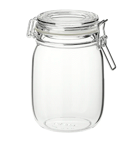 KORKEN Jar with lid, clear glass, 1 L