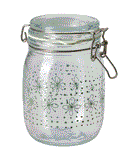 KORKEN jar with lid patterned/light green 1 L