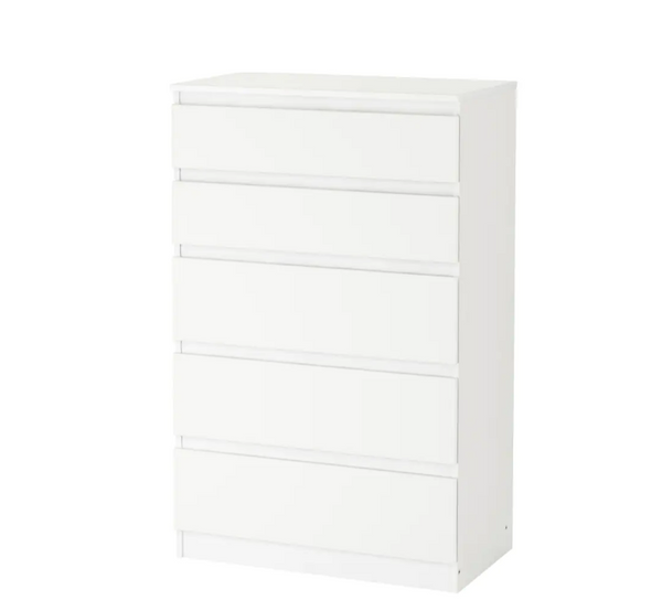 KULLEN Chest of 5 drawers, white, 70x112 cm