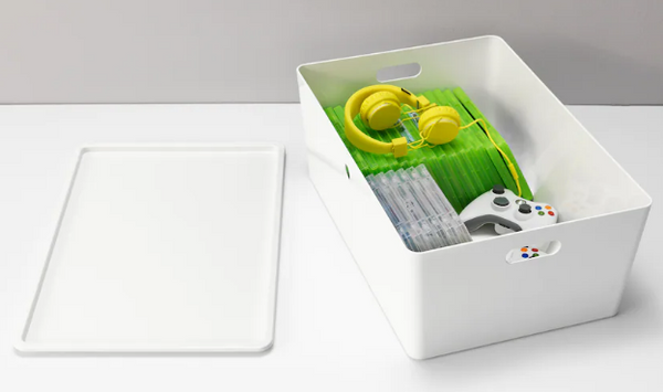 KUGGIS box with lid, white, 37x54x21cm
