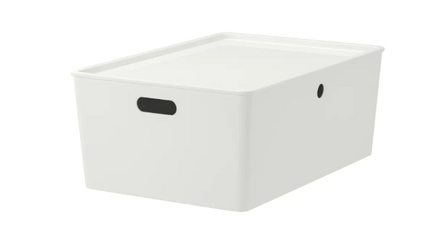 KUGGIS box with lid, white, 37x54x21cm