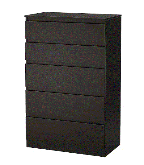 KULLEN chest of 5 drawers, black -brown, 70x112 cm