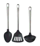 DIREKT 3-piece kitchen utensil set, black/stainless steel