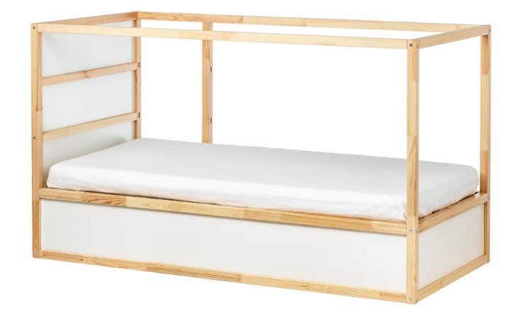KURA Reversible bed, white/pine, 90x200 cm