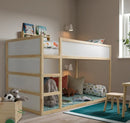KURA Reversible bed, white/pine, 90x200 cm