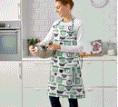 RINNIG apron white/green patterned, 69x85