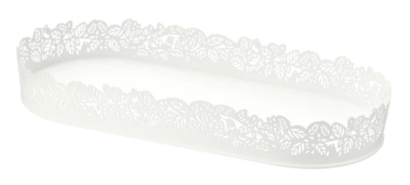 SAMVERKA Candle dish, oval white, 35x15 cm