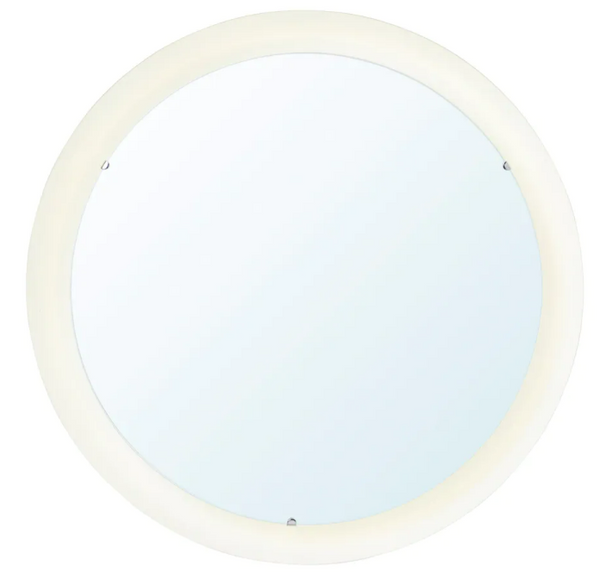 STORJORM Mirror with integrated lighting, white, 47 cm
