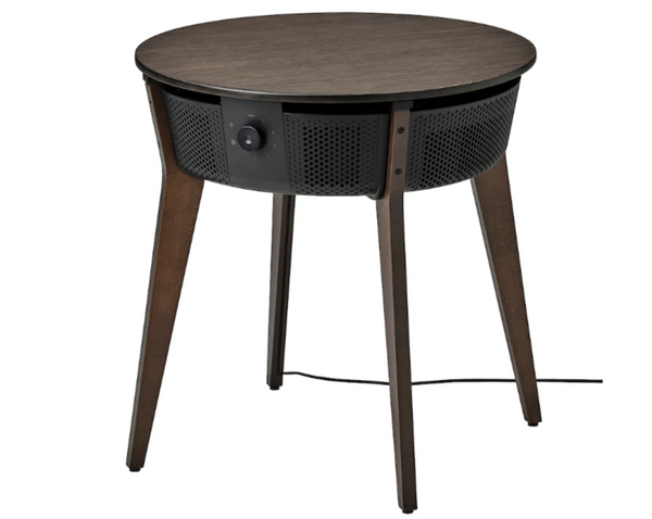 STARKVIND Table with air purifier, stained oak veneer/dark brown smart