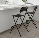 FRANKLIN Bar stool with backrest, foldable, black/black, 24 3/4 " (63 cm)