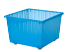 VESSLA Storage crate with castors, blue, 39x39 cm