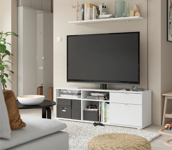 VIHALS TV bench, white, 146x37x50 cm