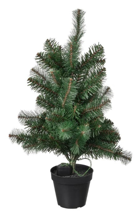 VINTER 2021 Artificial potted plant+LED lights, battery operated/christmas tree green, 4 ¾ "