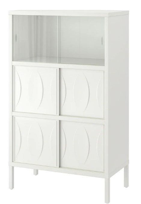 KALKNÄS Cabinet with sliding doors, white, 83x43x137 cm